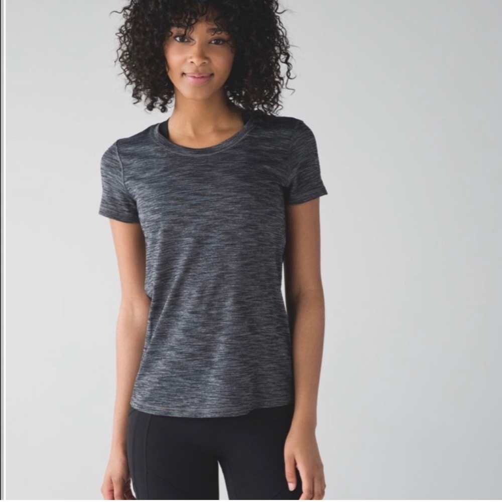 Lululemon Beat the Heat Gray Short Sleeve T-Shirt with Black Mesh Back